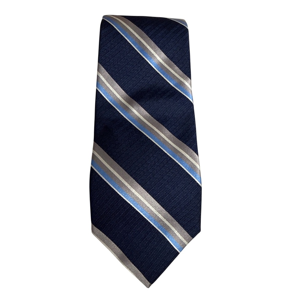 Brooks Brothers Tie Mens OS Navy Blue Striped Silk Woven Italy Classic Office